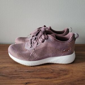 New SKECHERS BOBS Squad Glam League sneakers in purple sparkly colour